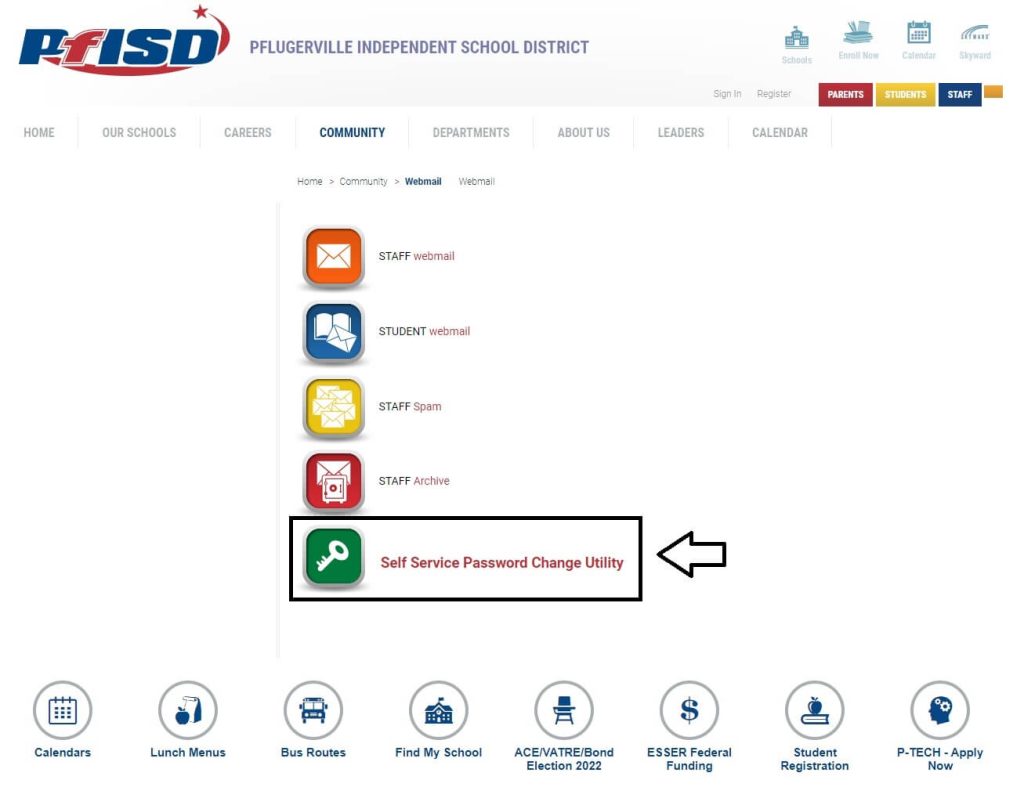 click on self service password change utility