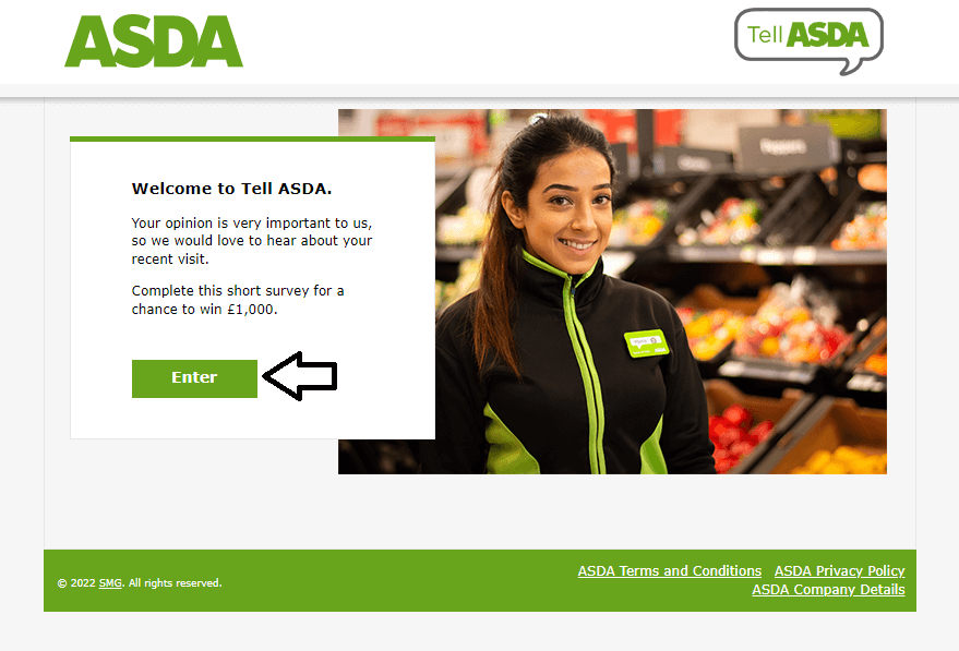 enter in tell asda survey