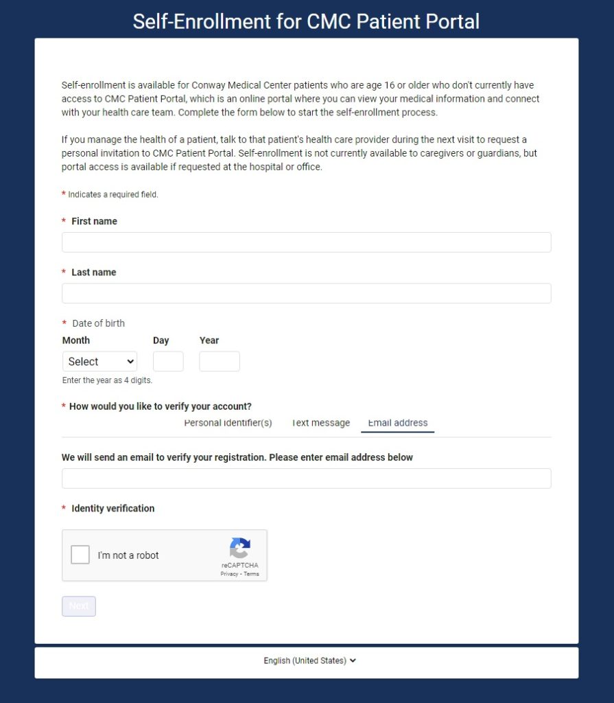 cmc patient portal sign up process