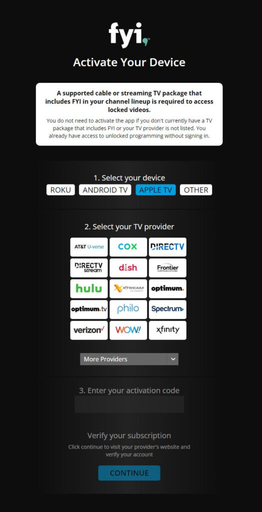 activate fyi tv app on amazon fire tv