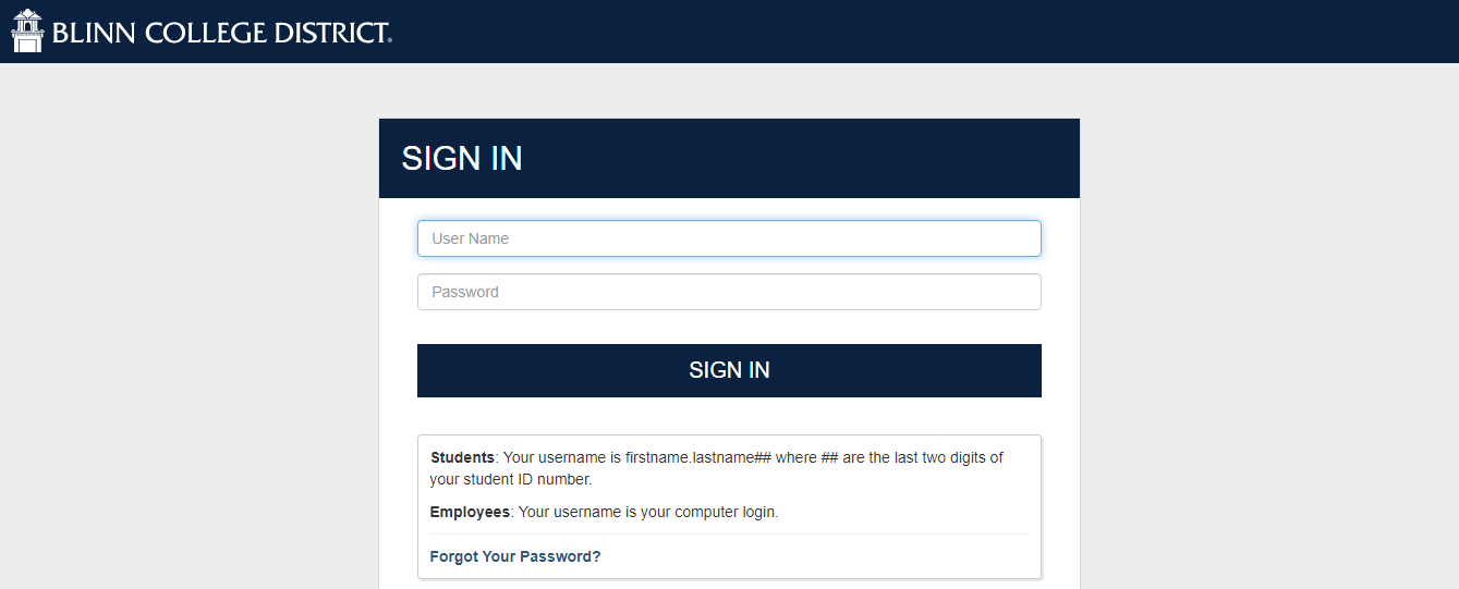 my blinn portal login