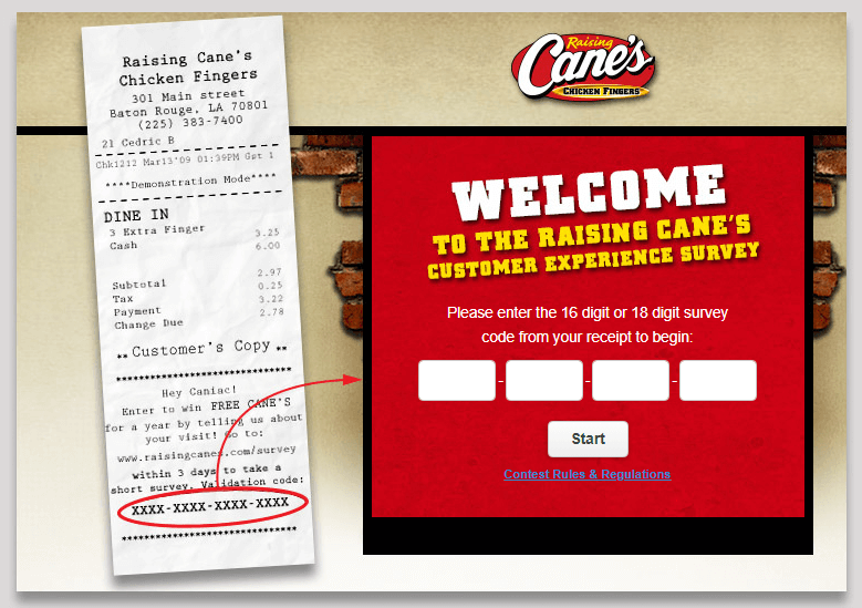 raising cane's survey