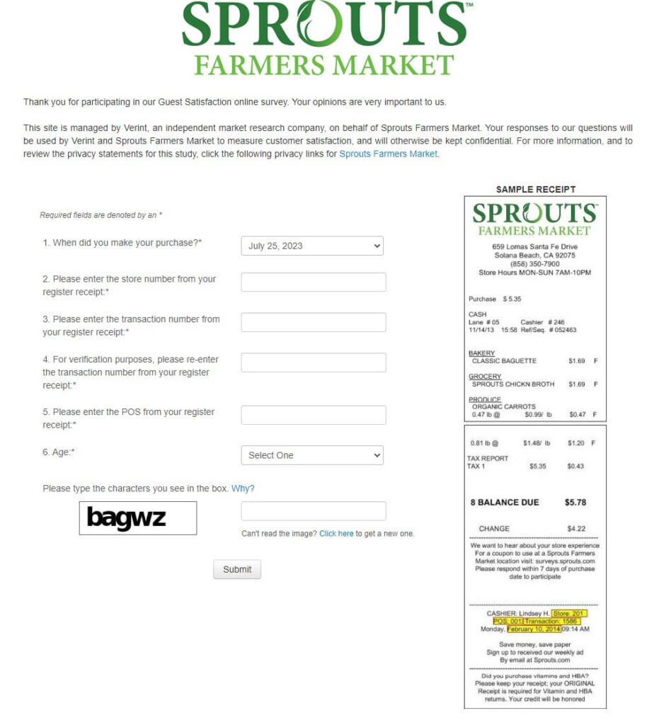 sprouts farmers market guest satisfaction survey